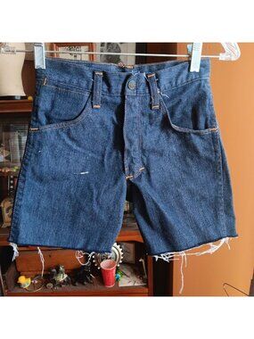 True Vintage Shorts Boys 24" 24W 1970's Denim Cutoff Hippy Frayed Hem